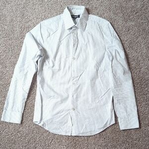 White Casual Button Down Shirt with Pointed Collar